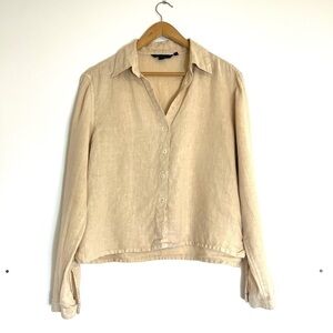 Boden Linen Button Down Shirt Long Sleeve Size 14